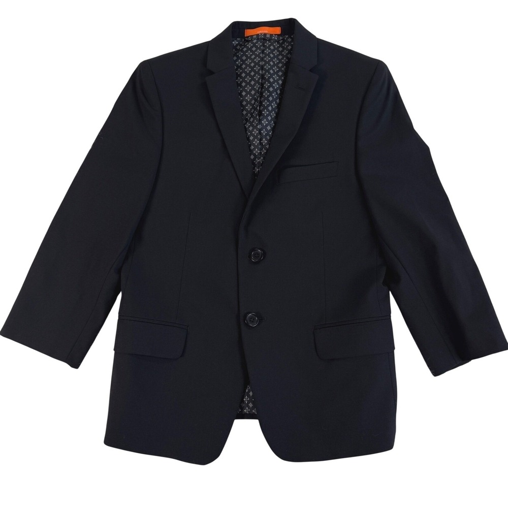 Tallia Boys Black Wool Blend Two Button Suit Jacket Blazer 14R Preppy Dressy